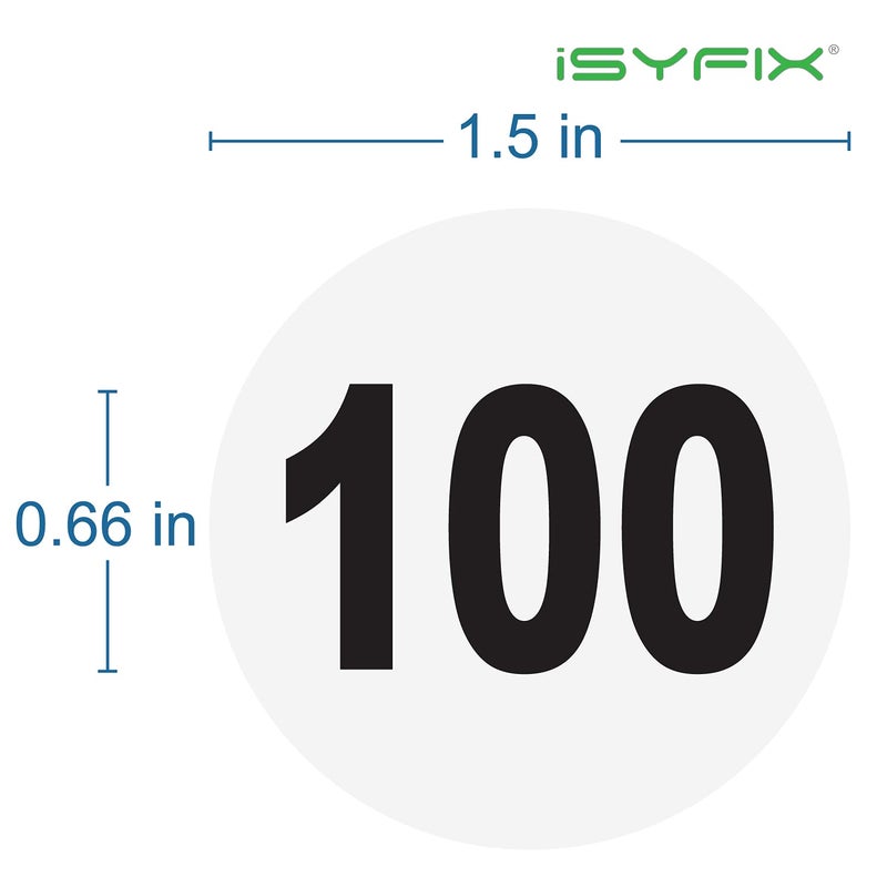 iSYFIX White Consecutive Number Stickers â€“ 1 to 100, 1.5-inch, 1 set â€“ Vinyl Self Adhesive Premium Decal, Ideal for Inventory, Storage, Organizing, Boxes, Bins, Toolbox, Lockers & More, Indoor/Outdoor - Image 2